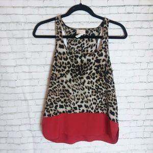 LOVE ADY animal print red contrast tank top